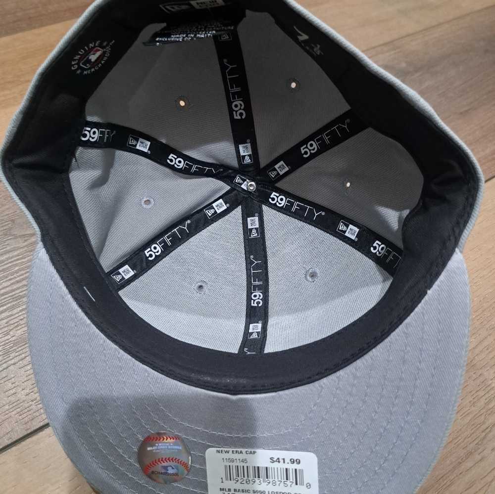 New Era 59Fifty Men Women Cap MLB Los Angeles Dodgers Basic Gray Fitted Hat - Picture 5 of 5
